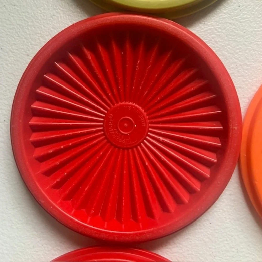 Tupperware Servalier Round Lids Set 6 Starburst Retro Replacement 5